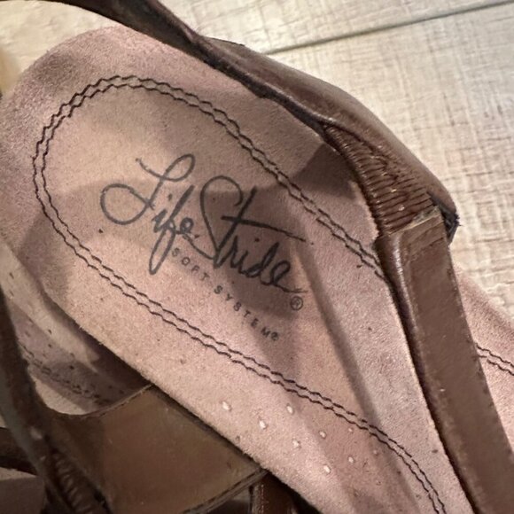 LifeStride Womens Brown Strappy Wedge Sandals 8.5M All Man-Made Materials - Picture 8 of 12